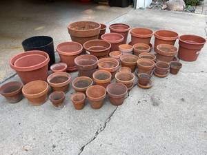 lot 207 image: Variety of Large Clay and Plastic Planters