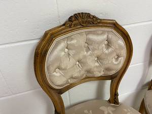 lot 220 image: Pair of Ornate Wooden Vintage Padded Chairs