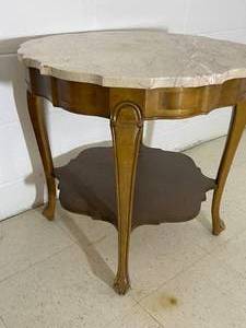 lot 240 image: Vintage Accent Table w Granite Top