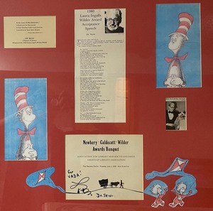 lot 138 image: Signed Dr. Suess Framed Article Collage WOW