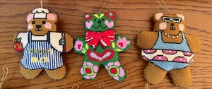 lot 171 image: Nifty Needlepoint Bear Ornaments