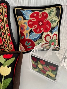 lot 392 image: Neat Needlepoint Pillows and More