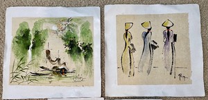 lot 522 image: Five Pieces Beautiful Unframed Art