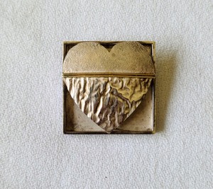 lot 282 image: Artisan Created Sterling Silver & 18K Heart Brooches