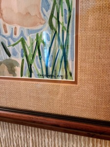 lot 303 image: Framed Watercolor Ducks Painting