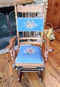 lot 306 image: Vintage Embroidered Rocking Chair