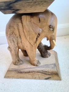 lot 326 image: Carved Wood Elephant Stool from Ghana, Africa