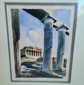 lot 329 image: Framed Watercolors of Greek Ruins