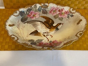 lot 77 image: Beautiful Antique Limoges Painted Platter w Bird Motif