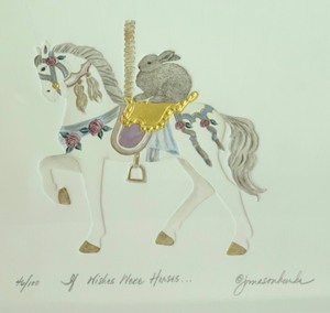 lot 357 image: Framed If Wishes Were Horses Print by Jane Mason Burke