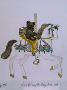 lot 359 image: This is the Way the Teddy Bears Ride Print by Jane Mason Burke