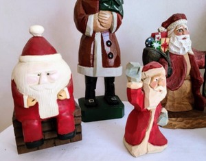 lot 563 image: Fun Carved Wood Santas