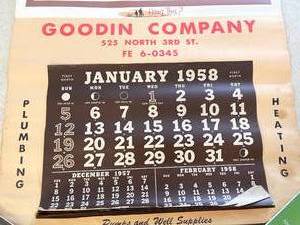 lot 445 image: 1958 Goodin Company Calendar