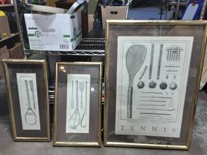 lot 47 image: 3-Piece Tennis Picture Set 26x37