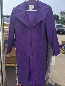 lot 426 image: GMI Womens 3 piece Duster Skirt Set w Coat, Tank, & Skirt - Bright Purple, Size 8