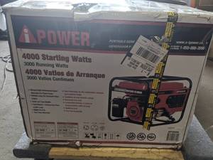lot 146 image: A-iPower 4000-Watt Gasoline Powered Manual Start Portable Generator - NIB