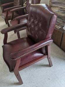 lot 153 image: Classic Tufted Back Burgundy Chair with Nailhead Trim
