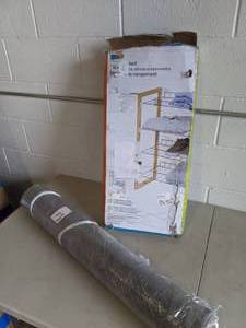 lot 121 image: Safavieh 12 x 18 Dura Pad - Gray & Honey-Can-Do 4-Tier WoodMetal Storage Shelf both NIB