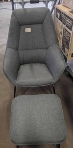 lot 138 image: Beautiful Oversized Chair and Ottoman - Charcole