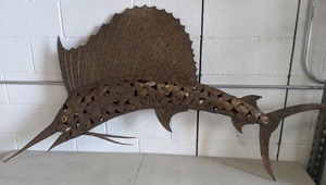 lot 145 image: Metal Sailfish Done in a Brutalist Style