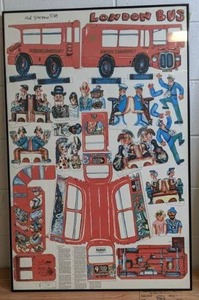 lot 45 image: Adorable Vintage Original Lithograph Red Grooms 1984 London Bus