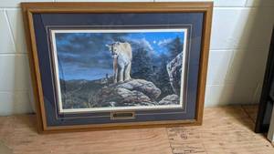 lot 50 image: Jim Hansens Serene Mountain Lion Print Midnight Watch