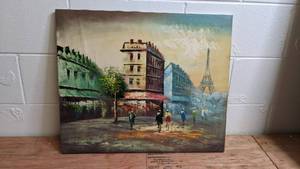 lot 403 image: Gorgeous Hand-Painted Paris Street Scene Original Painting