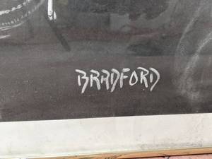lot 79 image: Original Vintage Framed Aerosmith Art of Group Pencil Drawing by Bradford