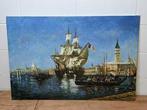 lot 83 image: Original Hand-Painted Art 24 x 36 Venice Canvas by Yeplenish
