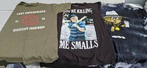 lot 92 image: Set of (3) Crew Neck Short Sleeve Graphic T-Shirts The Sandlot, Lost Enterprises, Roll Smith