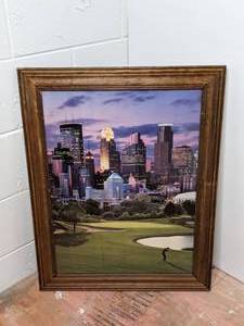 lot 65 image: Beautiful Print Golfer Against Minneapolis Skyline