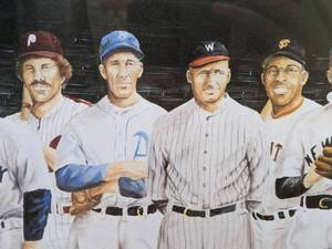 lot 73 image: Large Framed Art Baseball - Sports Art Fantasy Team Roster (Tom Rosenbaum)