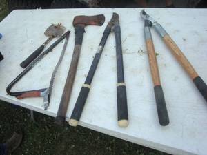 Ax, hatchet, loppers, saw