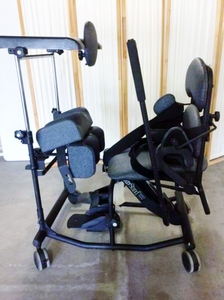 lot 8 image: MSRP $4000 EasyStand 5000 Youth Standing Frame Stander WShadow Tray & Storage Compartment Wheelchair Accessible Physical Therapy Aid - Young Adults & Small Adults&nbspHeight Range 40-56 - Great Condition Manual Included