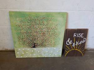 Canvas and Wood Wall Dcor...