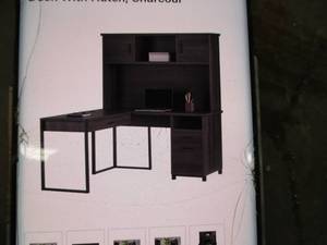 Real space L-Desk with Hutch - Hole...