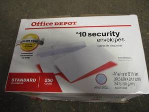 Office Depot #10 Security Envelopes...