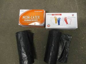 Vinyl Gloves, Rubber Bands and Garb...
