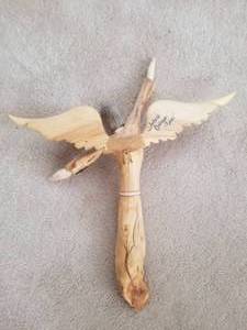 lot 73 image: Antonio Ortega Carved Wood Sculpture- Angel