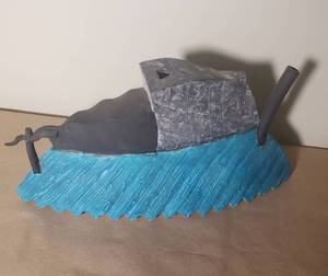 lot 133 image: Richard Burkett Hand build Clay Steamer Sculpture
