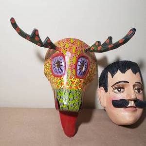 lot 110 image: Latin Influenced Wood & Paper Mache Mask Group