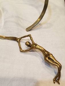 lot 74 image: Post Modern Artisan Brass Collar Necklace with Nude Woman