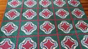 lot 124 image: Amish Green and Red Quilt  82 x 80