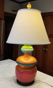 lot 56 image: Artist Turned Wood Table Lamp by David Woodworks, a