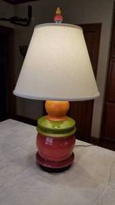 lot 57 image: Artist Turned Wood Table Lamp by David Woodworks, b