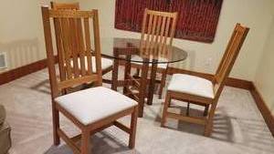 lot 8 image: Custom Prairie Mission Dining Table and 4 Chairs