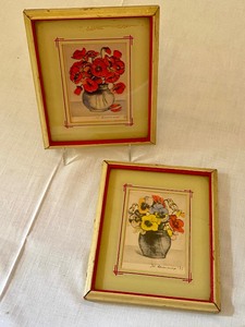 lot 119 image: Two Small Framed Floral Watercolor Paintings