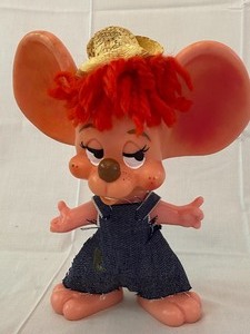 lot 153 image: Vintage Large Plastic Mouse Figurine and Troll Dolls
