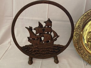 lot 137 image: Vintage Metal Ship Themed Decor