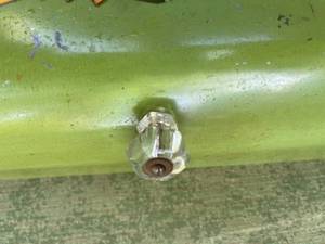lot 354 image: Vintage Wall Mount Utility Cabinet Metal With Glass Knob